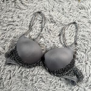 Lily of France Gray Cheetah Trashy Y2K Animal Print Padded Bra Lingerie